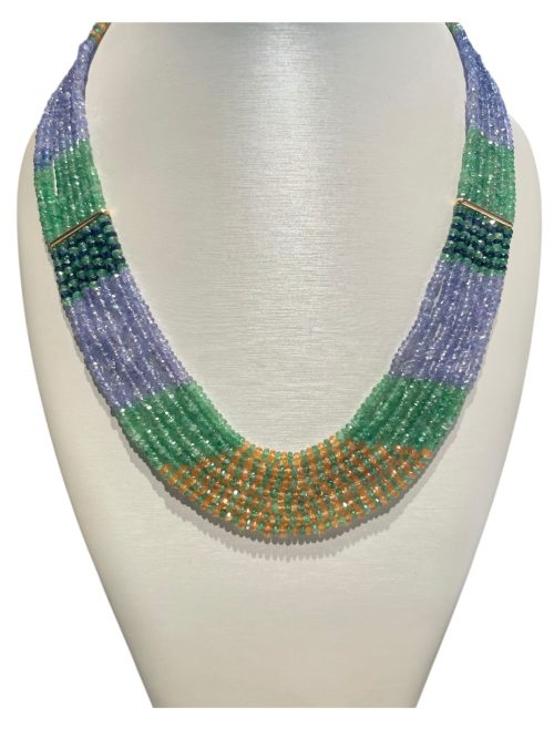 tanzanite zaffiro giallo e smeraldo collana multifili brillare