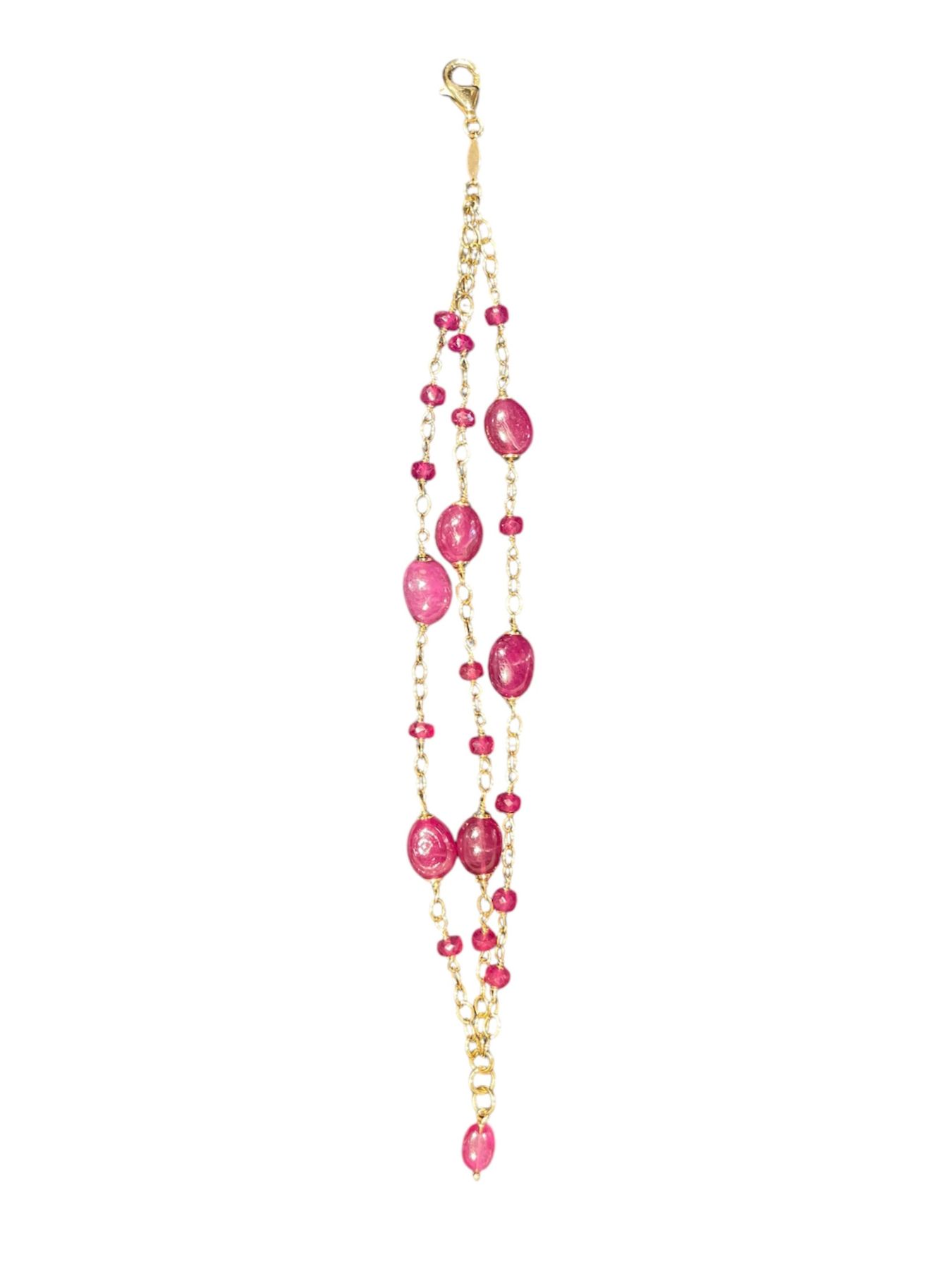 Bracciale tre fili in oro con rubini