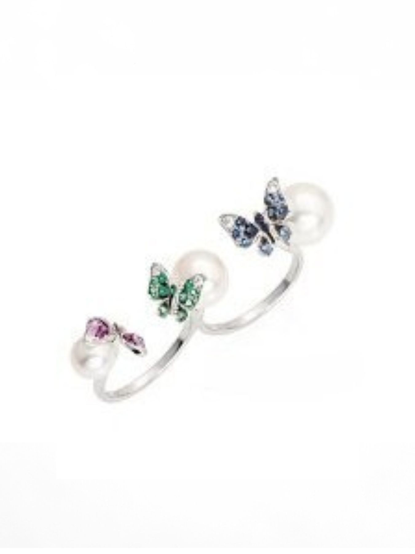 Anello tre farfalle e tre perle