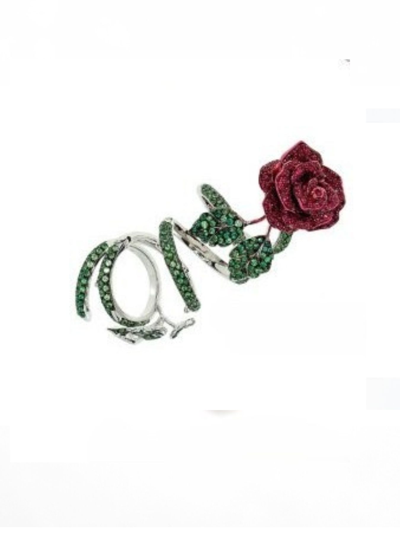 Anello con rosa rossa gambo lungo